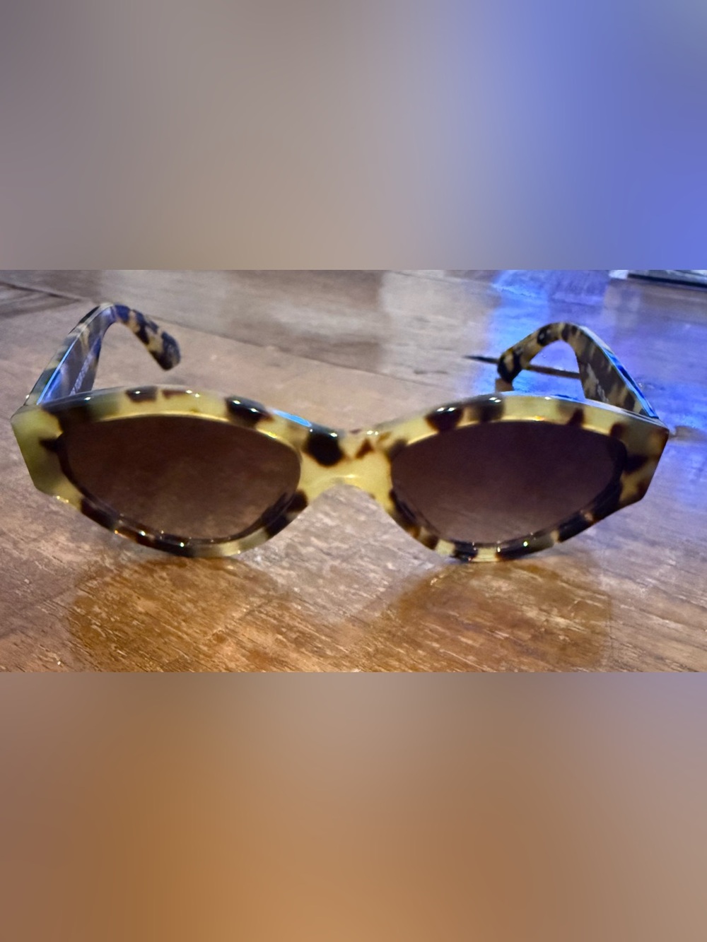 Off-White Tortoiseshell Oval Women's Sunglasses - Brown Lens
